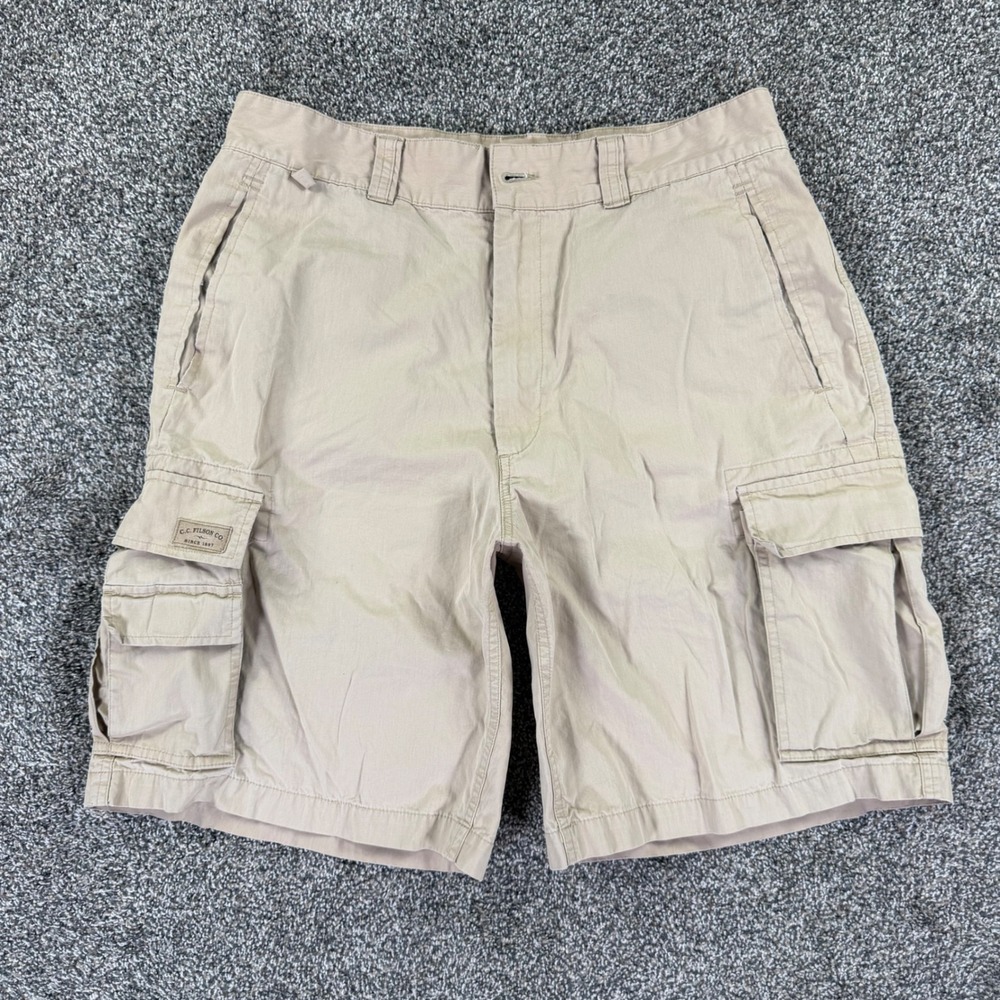 C.C.‎ Filson Khaki Tan Cargo Shorts Mens 34 Cotton Nylon Utility Outdoor Fits 32
